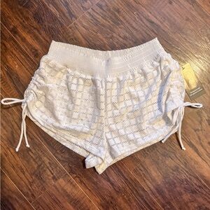 Women’s White Mesh Swimming Shorts Coverup